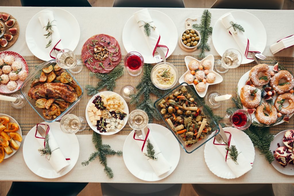 Overview of festive holiday spread