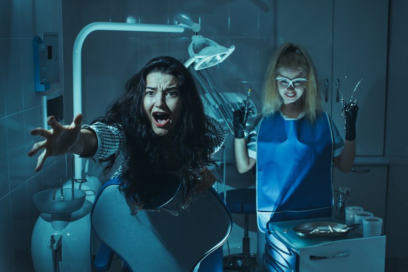 stock image of a comically evil dentist